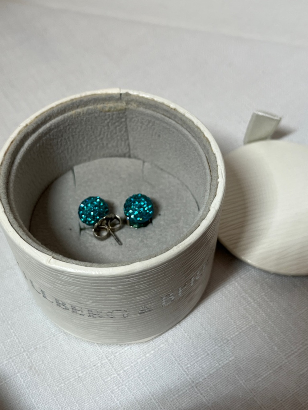 Hillberg & Berk 8mm Swarovski Teal Crystal Stud Earrings - Sparkle Balls